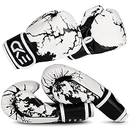 CKE Kids Boxing Gloves for Kids Boys Girls Junior Youth Toddlers Age 5-12 Years Training Boxing Gloves for Punching Bag Kickboxing Muay Thai (Black/White)