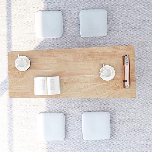 Miniatura 9 de WoodShine Mesa de café y té de madera moderna de mediados de siglo, escritorio de piso bajo japonés, mesas auxiliares de madera maciza real con