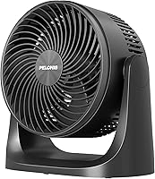 Pelonis 7-Inch 3-Speed Air Circulator Fan with 100° Tilt - Quiet Tabletop Fan for Bedroom, Office, Dorm - Powerful Small Room Circulation, Black
