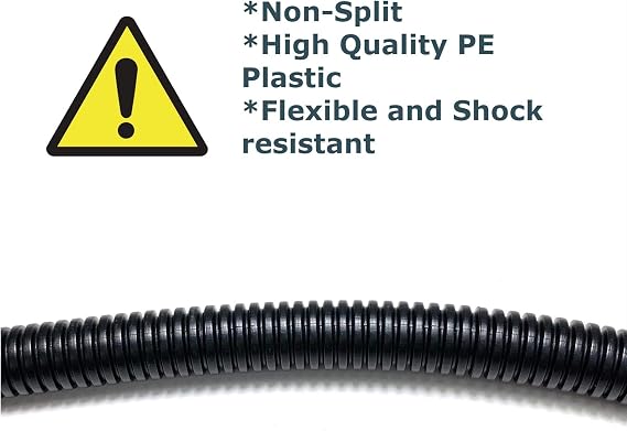 PE Black Corrugated Flexi Pipe Tube Non-Split 13mm - 10m