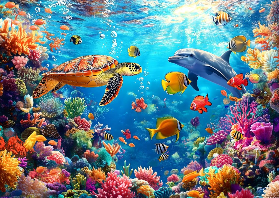 Yiting 1000 Piece Jigsaw Puzzles for Adults, Sea World/Sea turtle/Dolphin/Owl/Cat/Mushroom/Angel Jigsaw Puzzles 1000 Piece for Teen, Family Fun Challenging Game Stress Relief Jigsaw Puzzle Toy Gift โ image 1