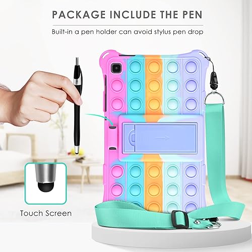 Miniatura 4 de DETUOSI Funda de silicona de color para Samsung Galaxy Tab A7 Lite 8.7 2021 (SM-T220T225T227u) con soporte para bolígrafo, funda protectora suave