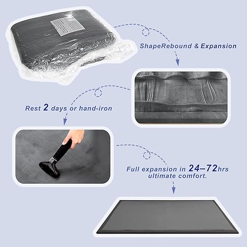 Miniatura 9 de Tapete de juego para bebé para piso, 50 x 50 x 1.3 pulgadas, tapete de espuma viscoelástica ultra suave para el tiempo boca abajo con respaldo