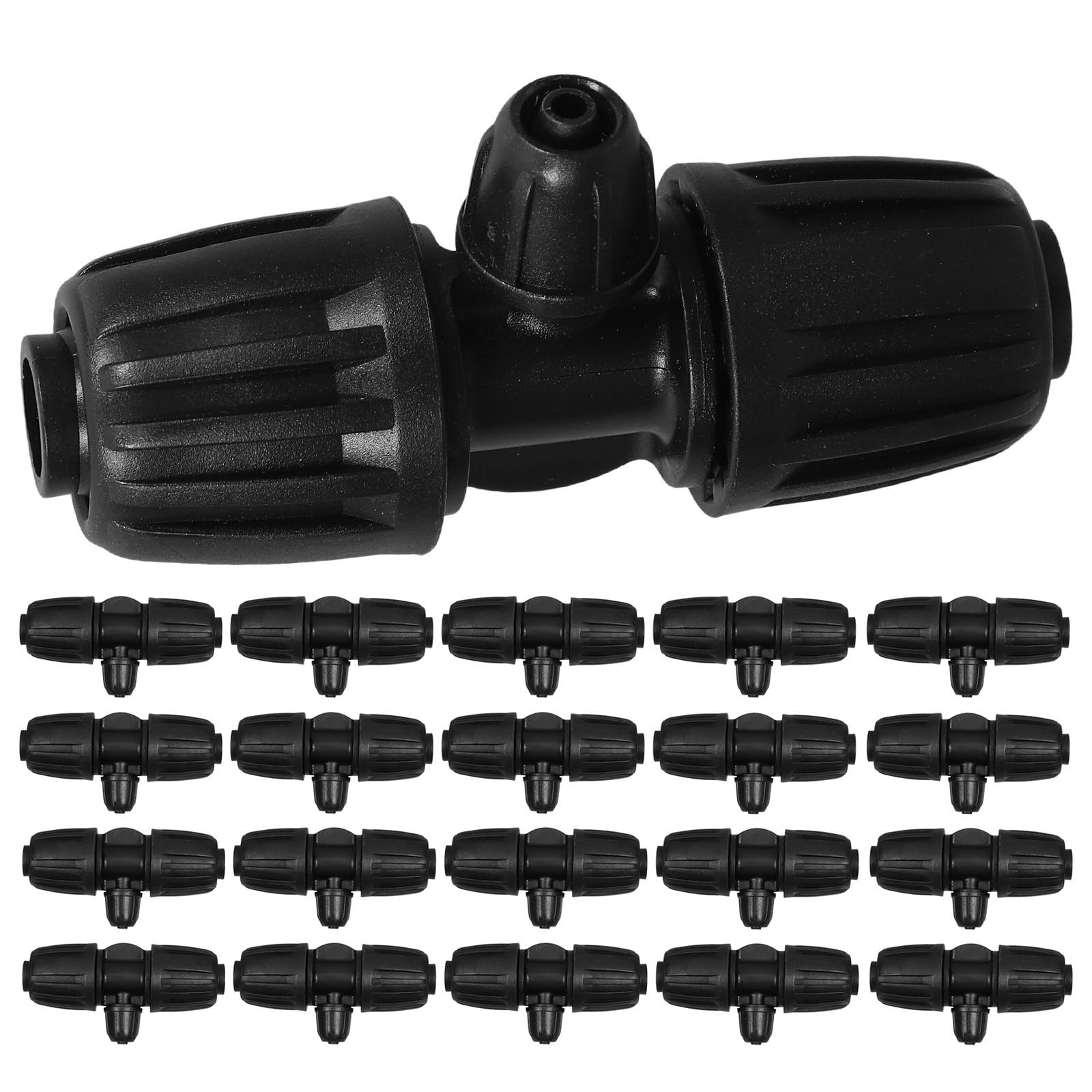 Cabilock Conector de Riego por Goteo Bloqueo Seguro para Sistema de Jardín, Accesorios Pp 3 Vías, Instalación Fácil, Paquete de 30 Piezas para Mangueras de 1/2 a 1/4 Pulgadas