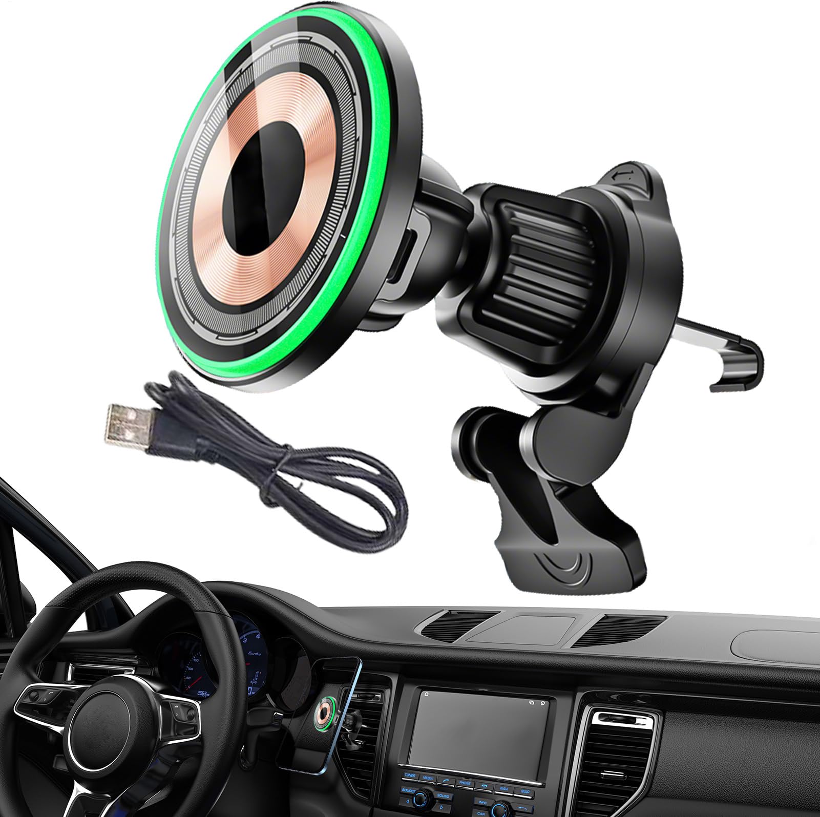 Cargador de coche anticaídas para rejilla de ventilación estable 8