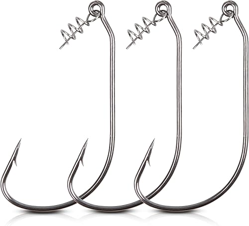 Twistlock - Ganchos de pesca con pasador centrado, 30 ganchos de bloqueo giratorio, ganchos de gusano para pesca de lubina, ganchos sin peso para