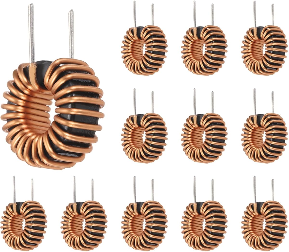 MECCANIXITY 12pcs Toroid Core Inductor, 47uH 10A Copper Wire Wind Wound Inductance Magnetic Coil for Transformers, 0.79" Outer Dia.