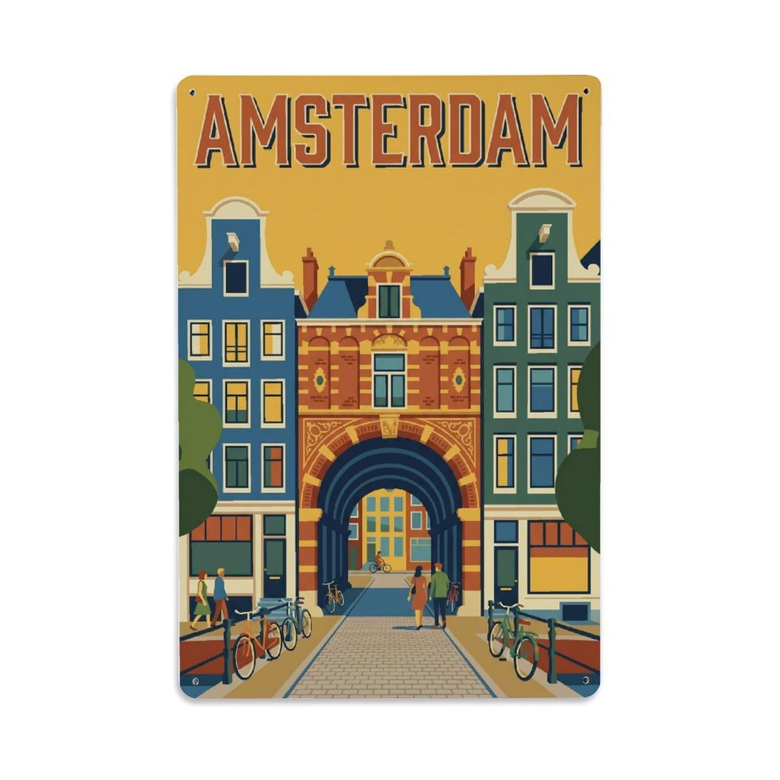 Vintage Travel Archway Netherlands Passage（1） Metal Tin Sign Plaque Wall Decor for Cafe, Club Bar, Office, Home Garden Metal Poster 8x12Inch