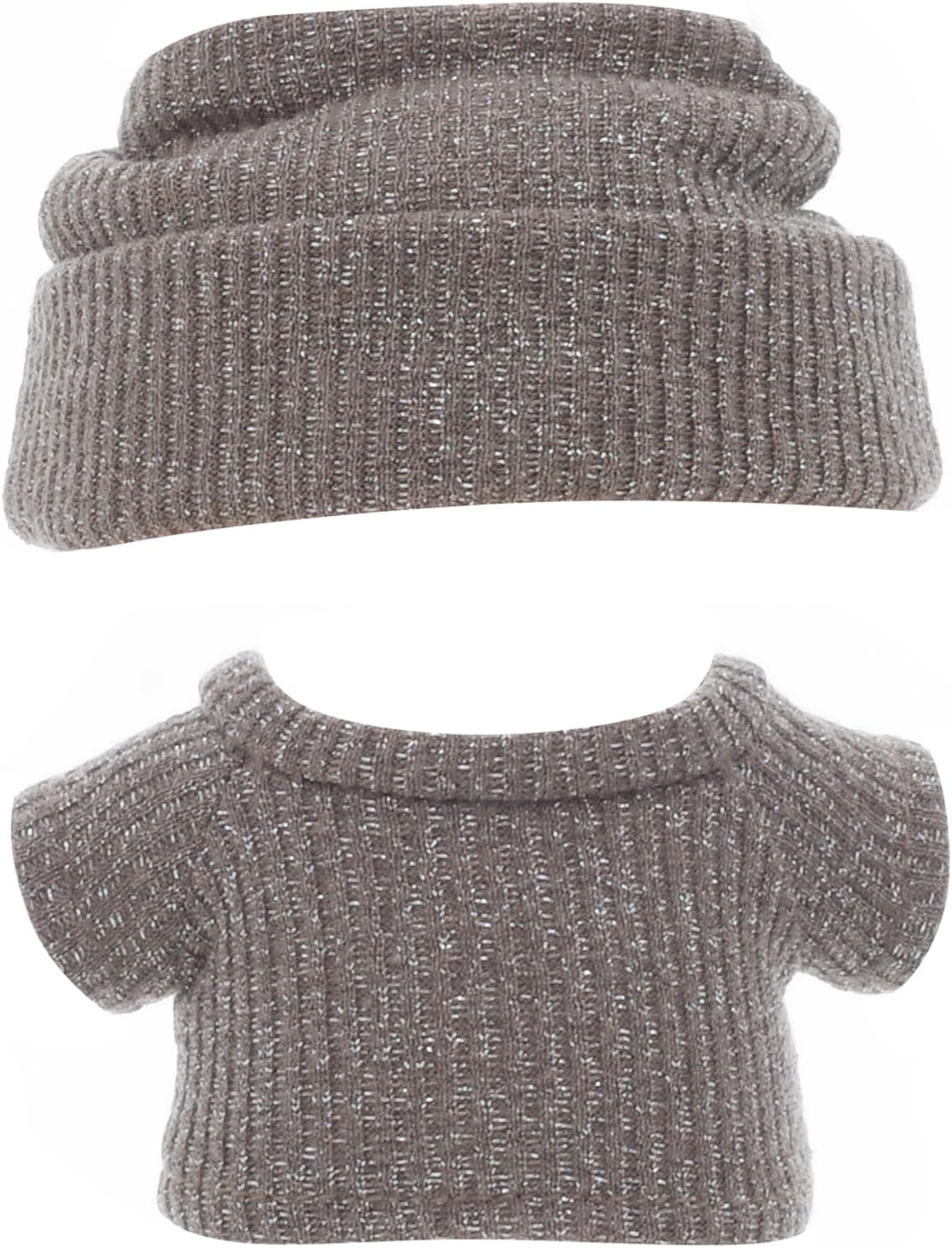Etistta 17cm Doll Clothes with Hat, Glitter Knit Cap Top Doll Clothes for 17cm Doll Accessories Outfits (6 Pack)
