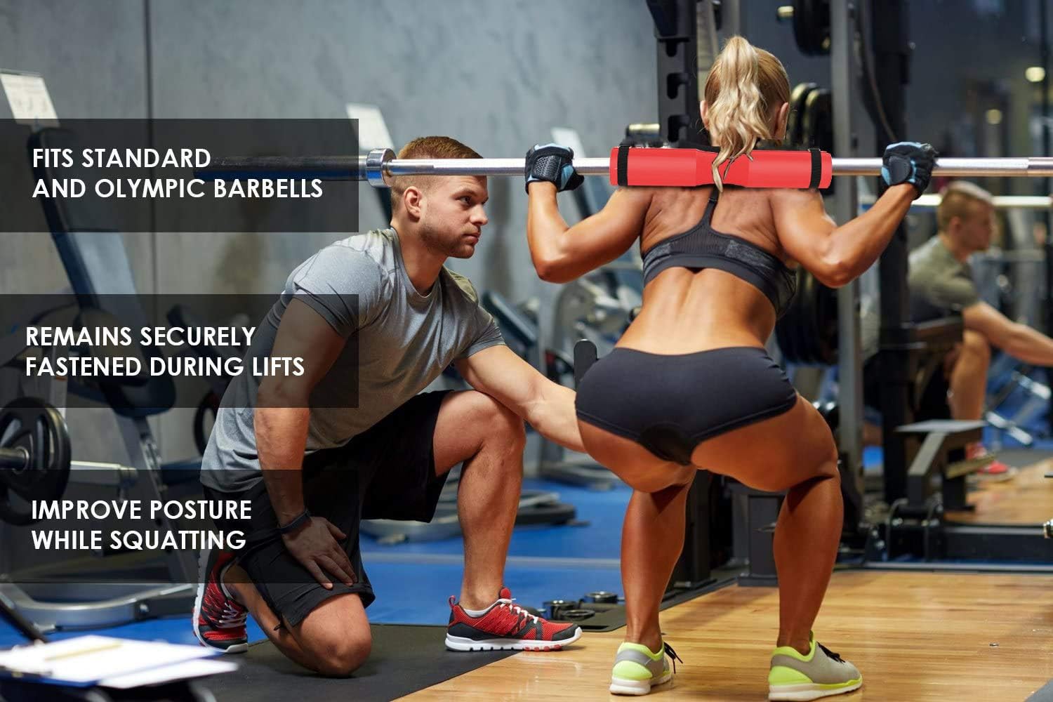 Feutav Barbell Squat Pad Foam Barbell Pad for Standard Squat Pad Fits Olympic Weightlifting Bar with 2 Belts for Secure & Nonslip - Comfortable Thick Foam Barbell Pad for Squats, Lunges & Hip Thrusts (Red) : Sports & Outdoors