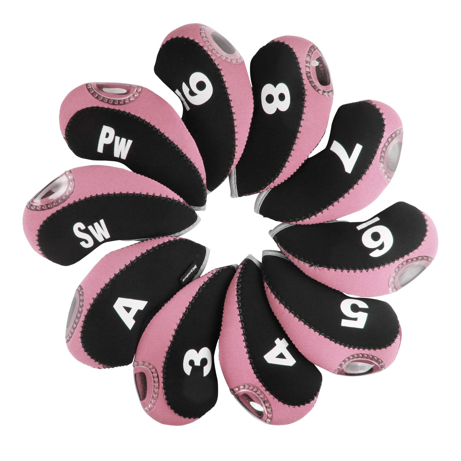 Andux Number Print Golf Iron Club Head Covers with Transparent Window 10pcs/Set