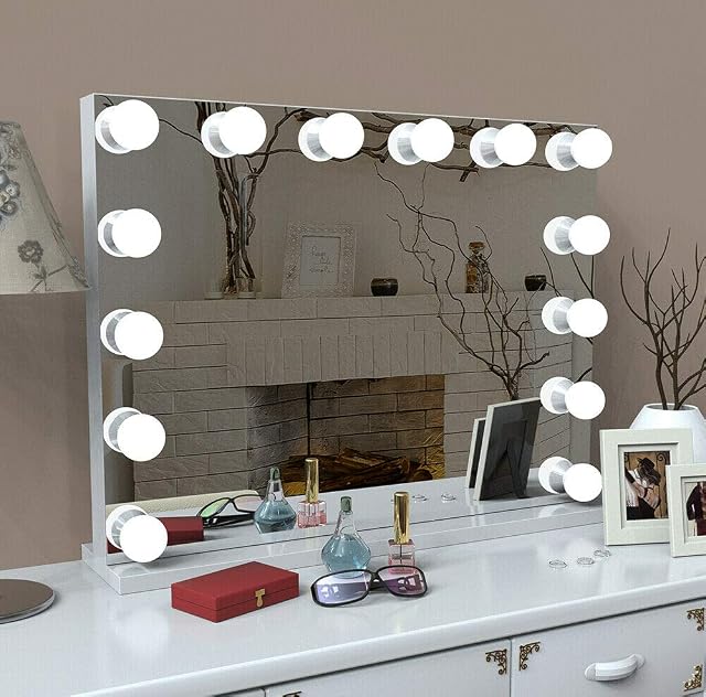 LIANWANG Hollywood Style Makeup Mirror with LightsLarge Cosmetic Vanity Mirror with 3 Light Modes 50x42CM for for Home, Dressing Room (14 LED Bulbs)