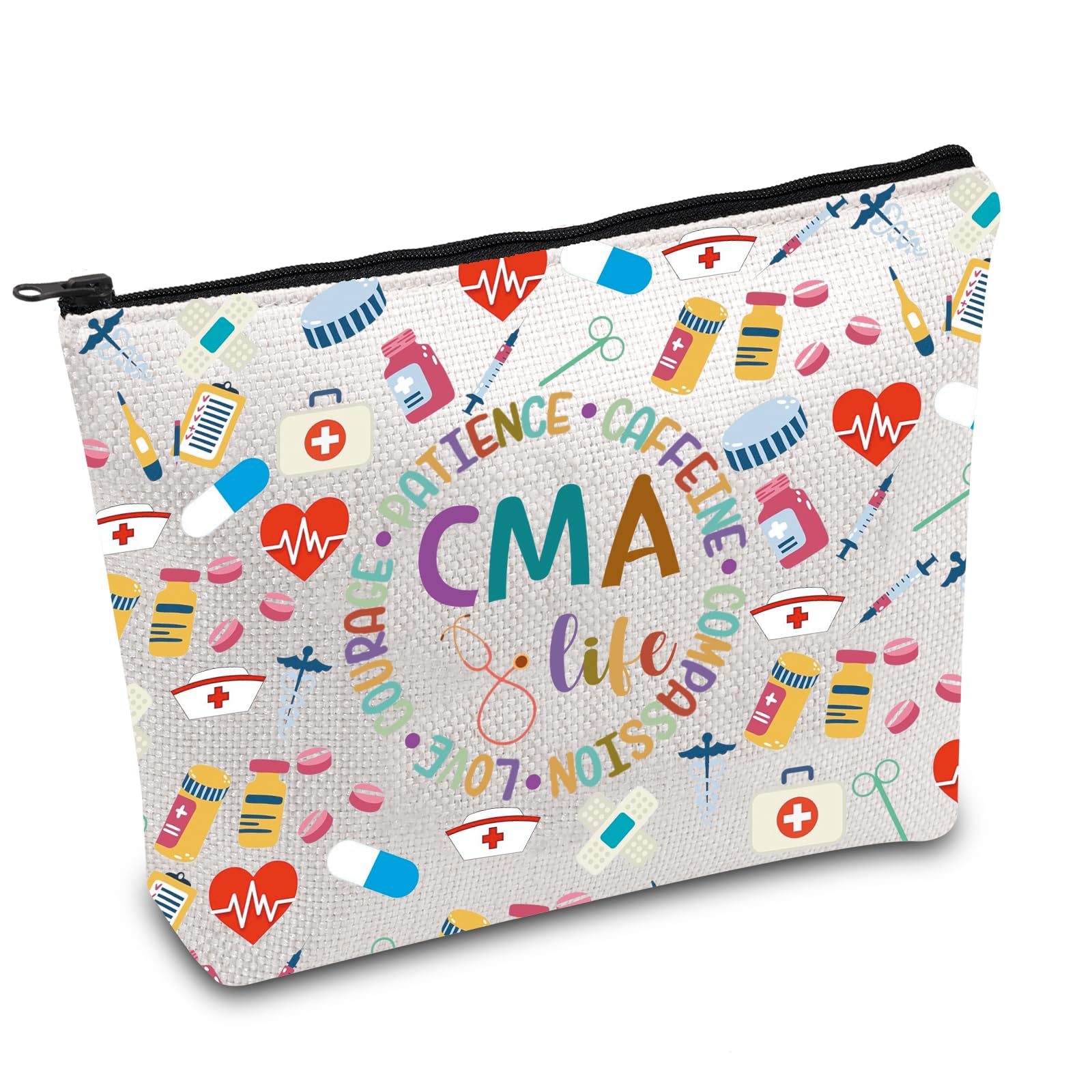 FOTAP CMA Nurse Life Gift Certified Medical Assistant Zipper Pouch Nurse Graduation Gift Nurse Thank You Gift CMA Makeup Bag (CMA life)