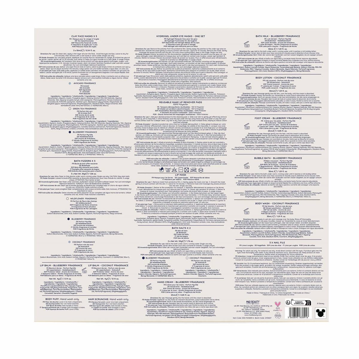 MAD Beauty Calendario de Adviento Disney STITCH con 24 productos de maquillaje y cosméticos, calendario de adviento para mujer con mascarilla, loción corporal, goma para el pelo, calendario de Navidad