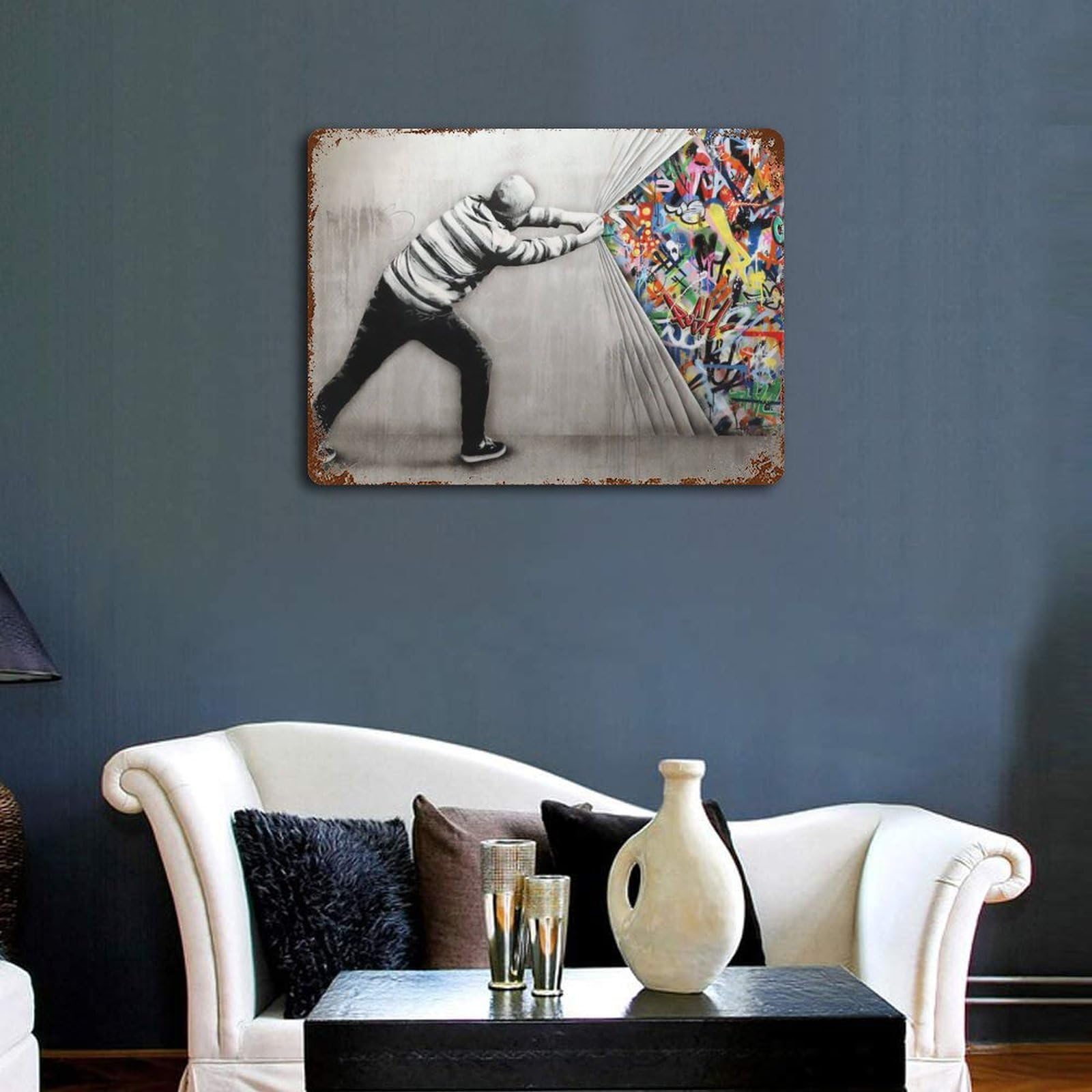 Amazon.co.jp: 鉄板ポスター バンクシー メタルプレート 鉄絵画 金属