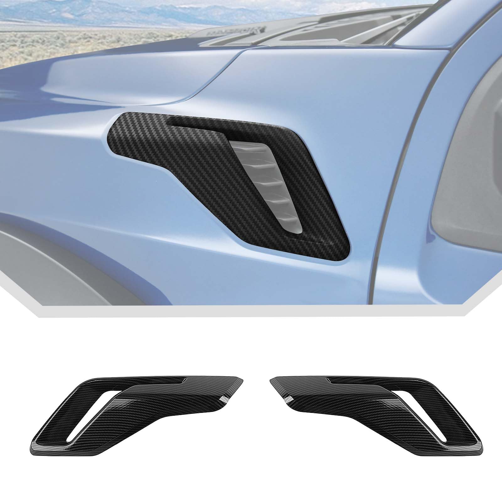 JeCar Carbon Fiber Fender Side Air Vent Decor Cover Trim For Ford Raptor F150 2021+