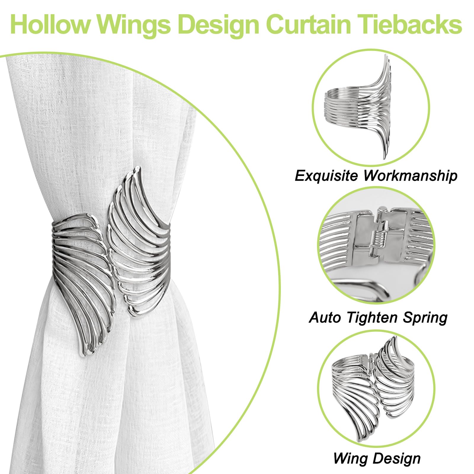 UFURMATE Lot De 2 Embrasses De Rideaux Créatives En Alliage De Zinc Pour La Maison Et Le Bureau (doré