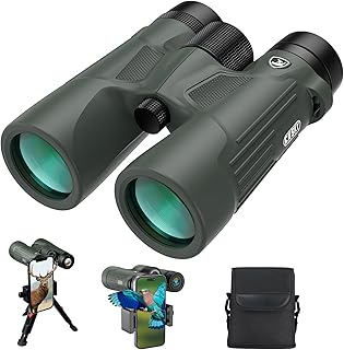 Gosky Jumelles Adultes Puissante 10x42 avec Adaptateur T&eacute;l&eacute;phone et Tr&eacute;pied, Paire de Jumelles Etanches pour Observation des Oiseaux, Chasse, Voyages