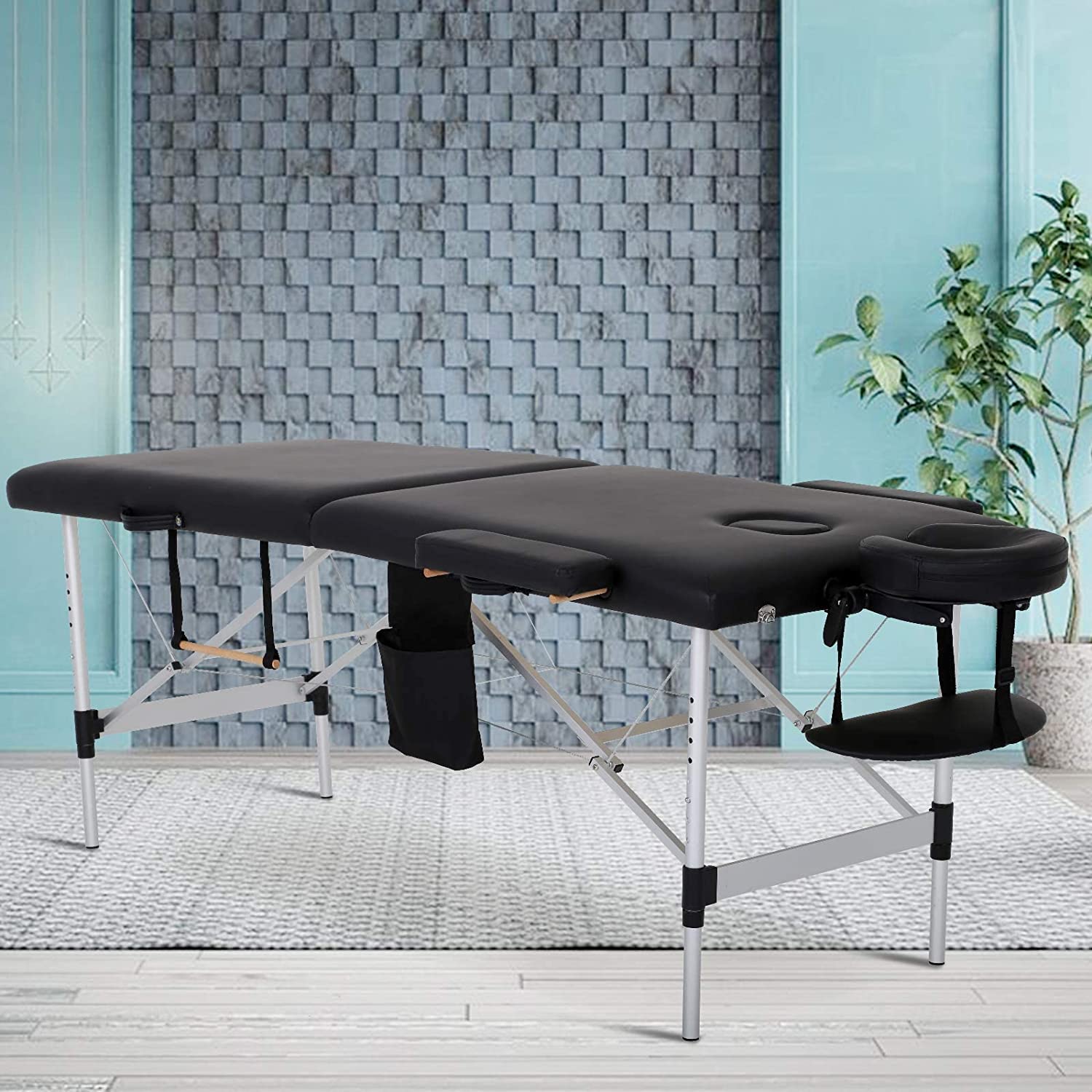 R A Products Portable Massage Table Adjustable Salon Spa Bed w/Carry Case (Black)