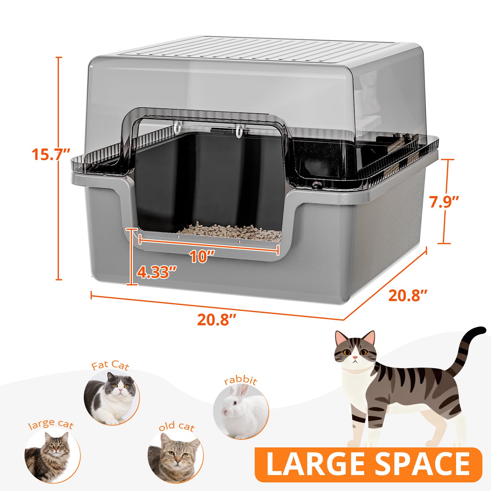 Oneluck XXL Covered Cat Litter Box with Scoop,Easy to Clean,Extra Large Non-Stick Pan for Multi-Cat Households - image 2