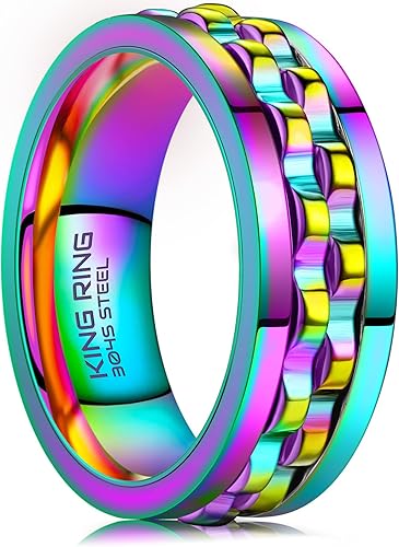 King Ring Anillos giratorios de engranajes de 0.315 pulgadas  Anillos para ansiedad ultra pulidos para hombres y mujeres  Diseñado en Estados Unidos