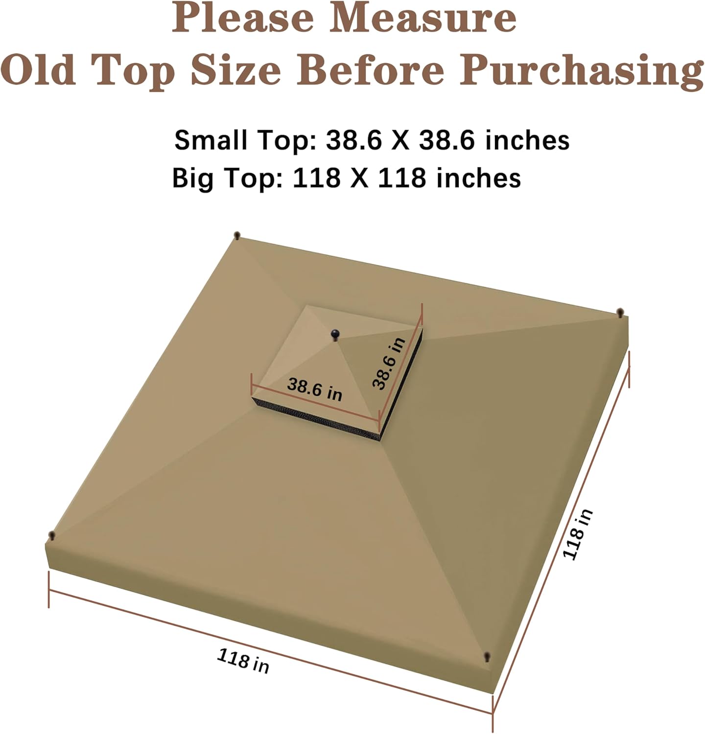 SCOCANOPY Gazebo Replacement Cover Top Fit for Winslow Gazebo (10X10 FT) Modle # L-GZ038PST-3A, (Khaki)