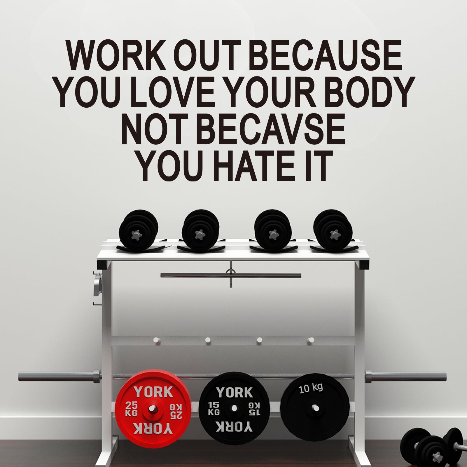 VODOE Work Out Because You Love Your Body Wall Stickers Inspirational Gym Wall Decals Motivational Quotes Wall Art Decals Vinyl Yoga Exercise Sports Positive Fitness Garage Wall Decor 32"X12.5" - Image 3