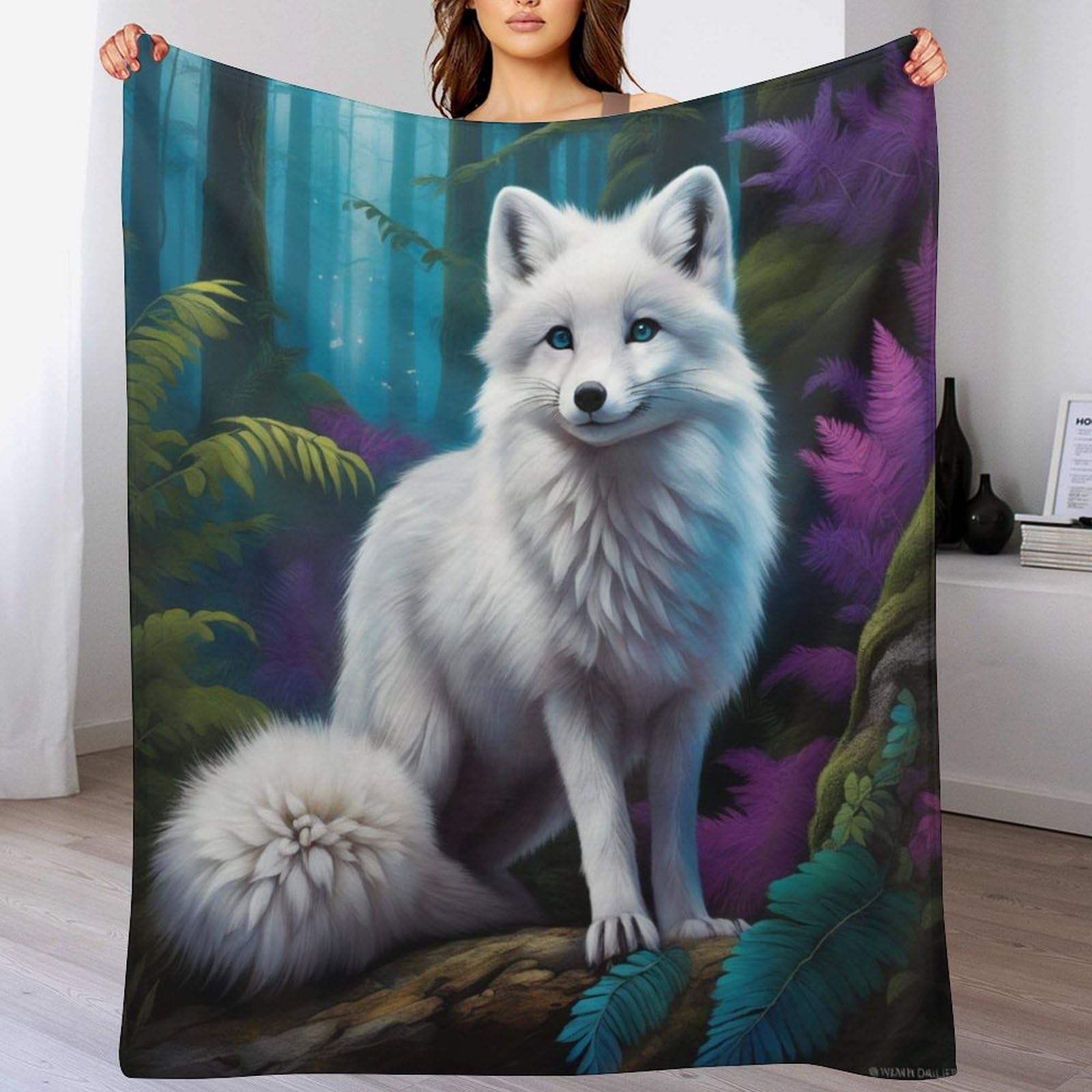Couverture polaire renard en flanelle de luxe 140x180 cm pour canapé