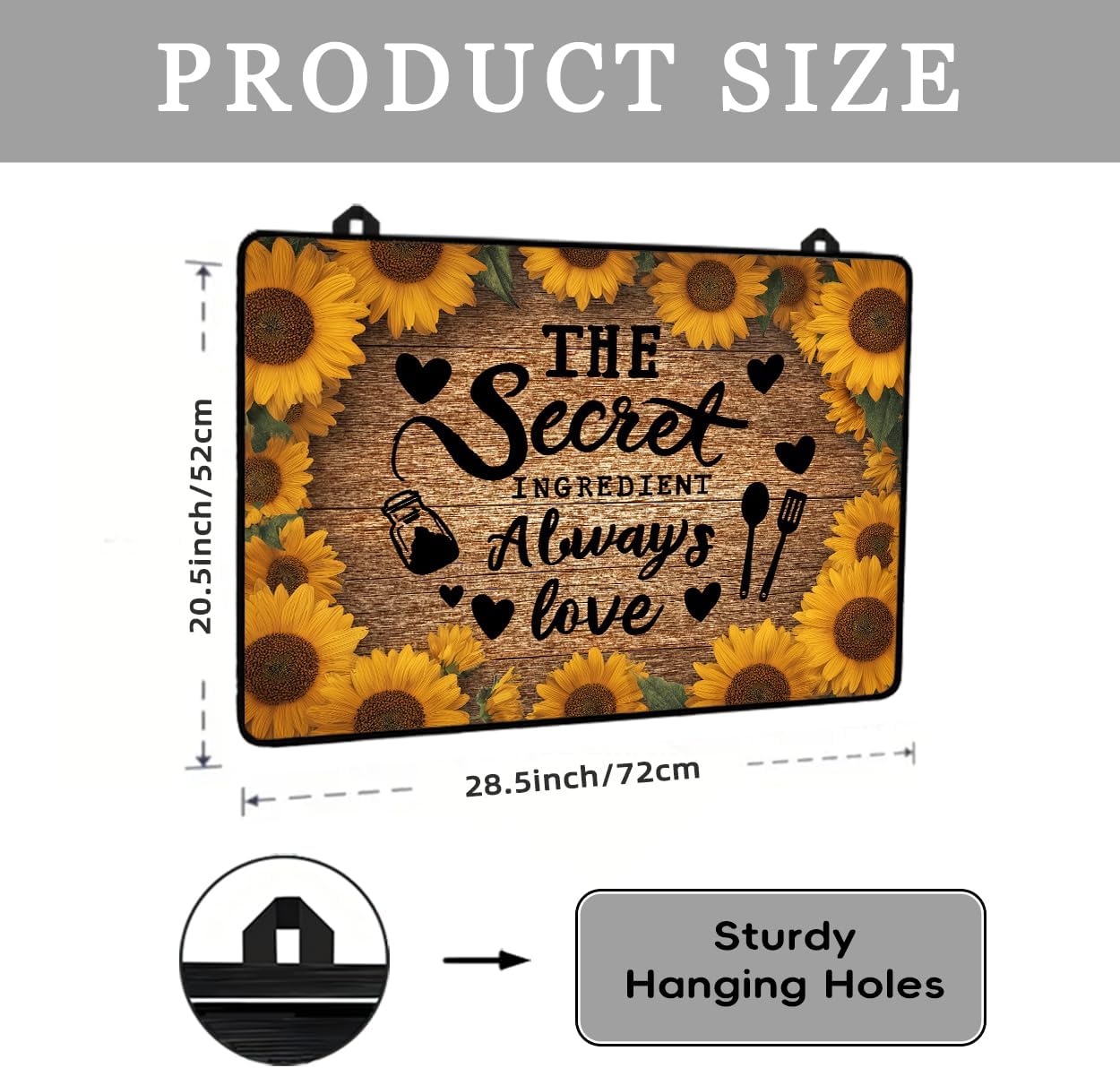 Sunflower Glass Cooktop Protector,Floral Stove Top Covers for Gas Burners,Vintage Stove Top Covers,Washer Top Protector,Heat‑Resistant Stove Top Cover - The Secret Ingredient is Always Love