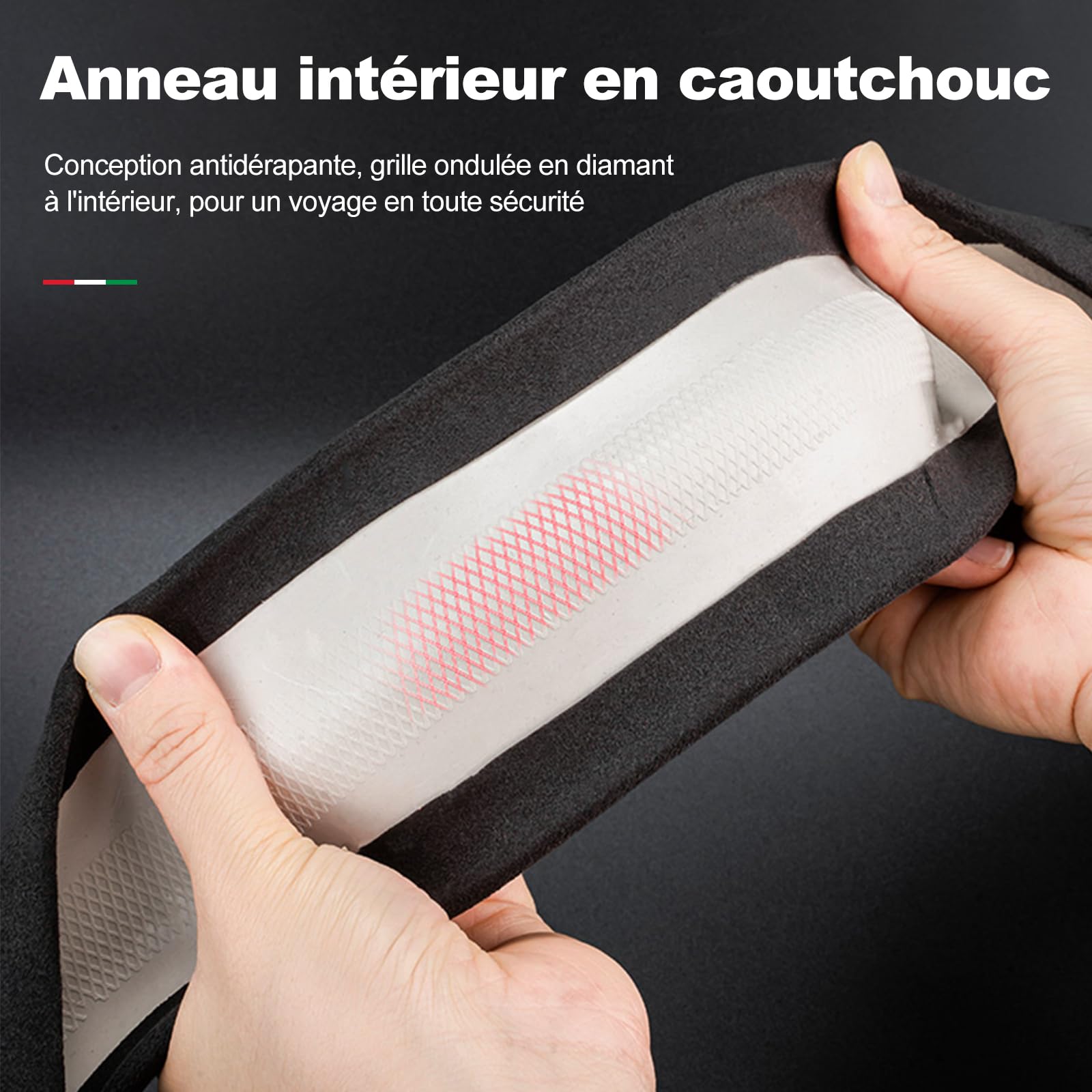 Ergocar D-Forme Fibre de Carbone & Microfibre PU Cuir Couvre Volant Antidérapant Couvre Volant Voiture Respirant Sport Housse Volant Voiture pour Diamètre 38cm(15)-Noir
