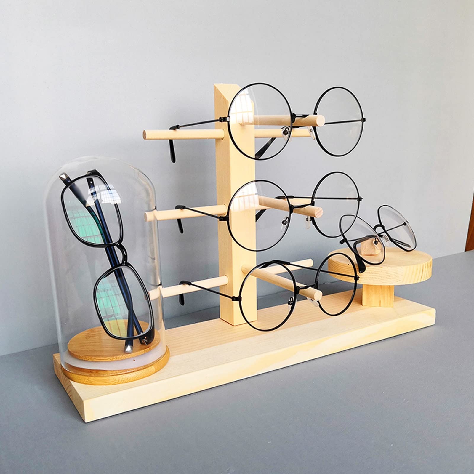 Soporte de Exhibición de Gafas de Sol Gafas de Madera Mostrar Soporte Gafas de Sol Showcase Display Decoration Gafas Creativas Mesa de Vidrio para Negocios y Exhibición en Hogar o Tienda