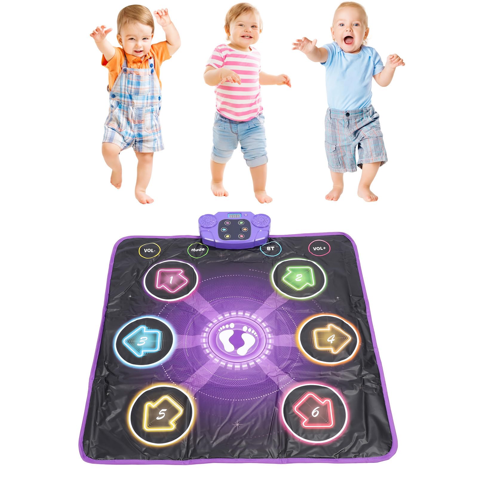 Tappetino da Ballo Giocattolo con Luci Abbaglianti e Musica per Bambini Tappetino da Gioco Antiscivolo, Divertimento Portatile per Gare di Ballo in Famiglia, per Casa/all'aperto/Feste,