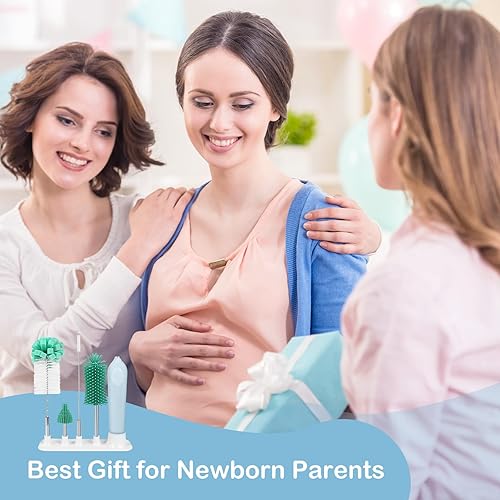 Miniatura 7 de Limpiador eléctrico de cepillo de botellas con soporte, limpiador automático recargable de botellas de agua con mango de extensión de acero