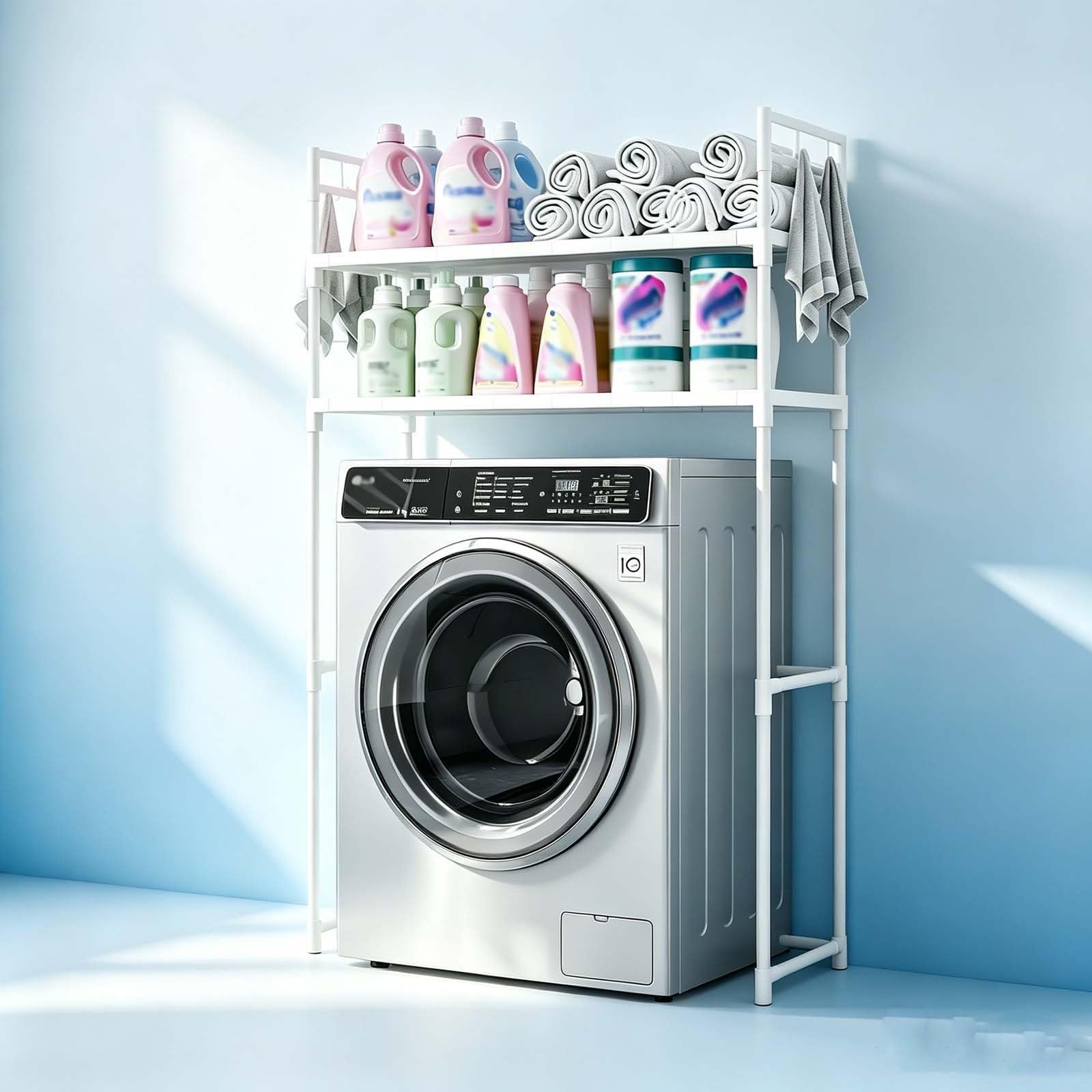 2-Tier Over Washing Machine Storage Rack,laundry room storage shelves