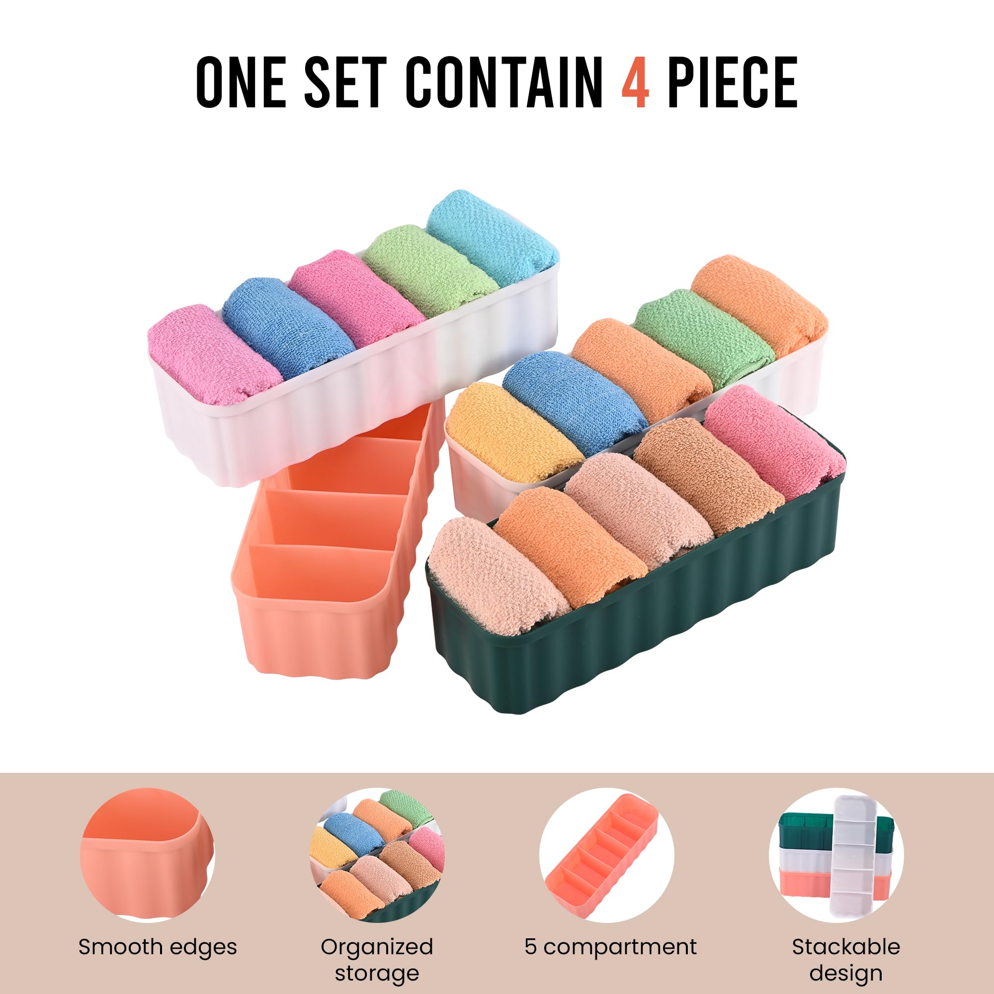 Kuber Industries Plastikowy wielofunkcyjny organizer do szafy do przechowywania z przegródkami, organizer na toaletkę, organizer na biurko do domu i biura, wielokolorowy