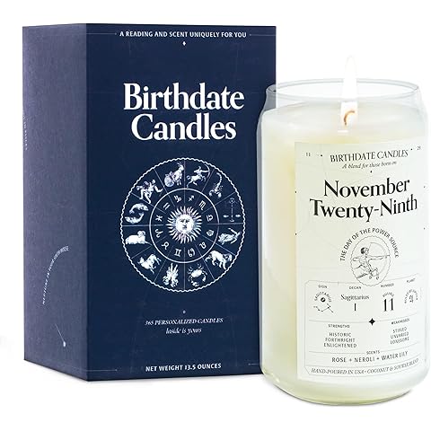 Birthdate Candles, November 29 - Sagittarius Zodiac Scented Candles Birthday Gift - Rose, Neroli & Water Lily Scent - All-Natural Soy & Coconut Wax, 60-80 Hour Burn Time - Made in USA