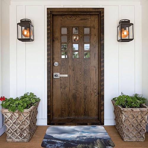 Miniatura 4 de Mountain Nature Big Sky Print Flannel Doormat Absorbent Non-Slip Floor Mat Welcome Door Mat Personalised Entry Way Mat Washable Bath Rug for Outdoor
