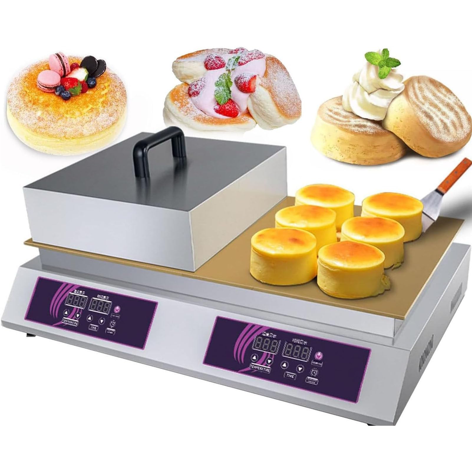 HTTGDGDH Commercial Waffle Toaster Waffle Maker Fluffy Souffle Pastry Machine Electric Non-Stick Waffle Baker Waffle Machine Waffle Iron Machine,Doublehead,Doublehead
