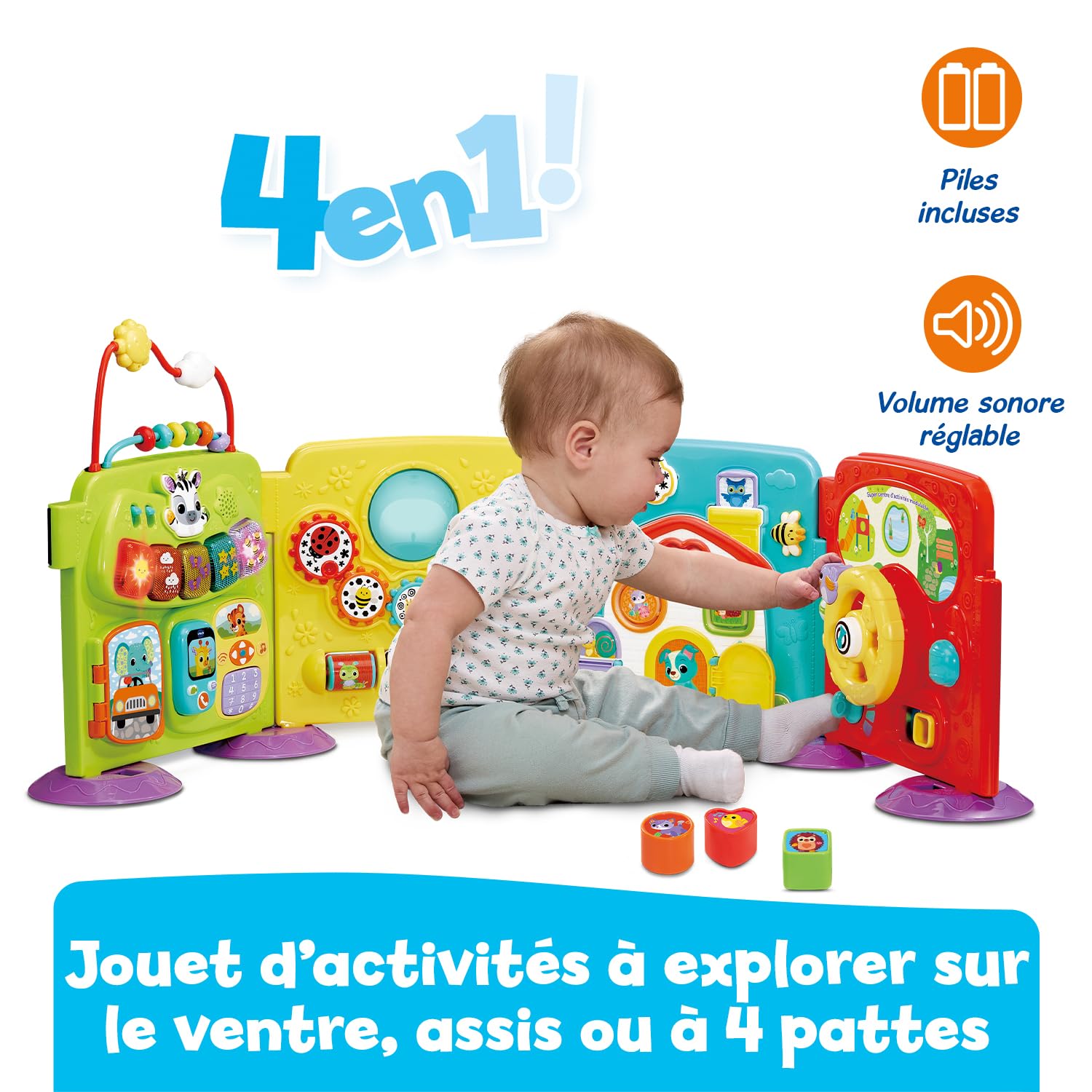 VTech Super Centre d'Activités Modulable Jouet Interactif 4 en 1 Cube d'Activité Évolutif avec Trieur de Formes et Jeux d'Éveil Cadeau Bébé Dès 6 Mois