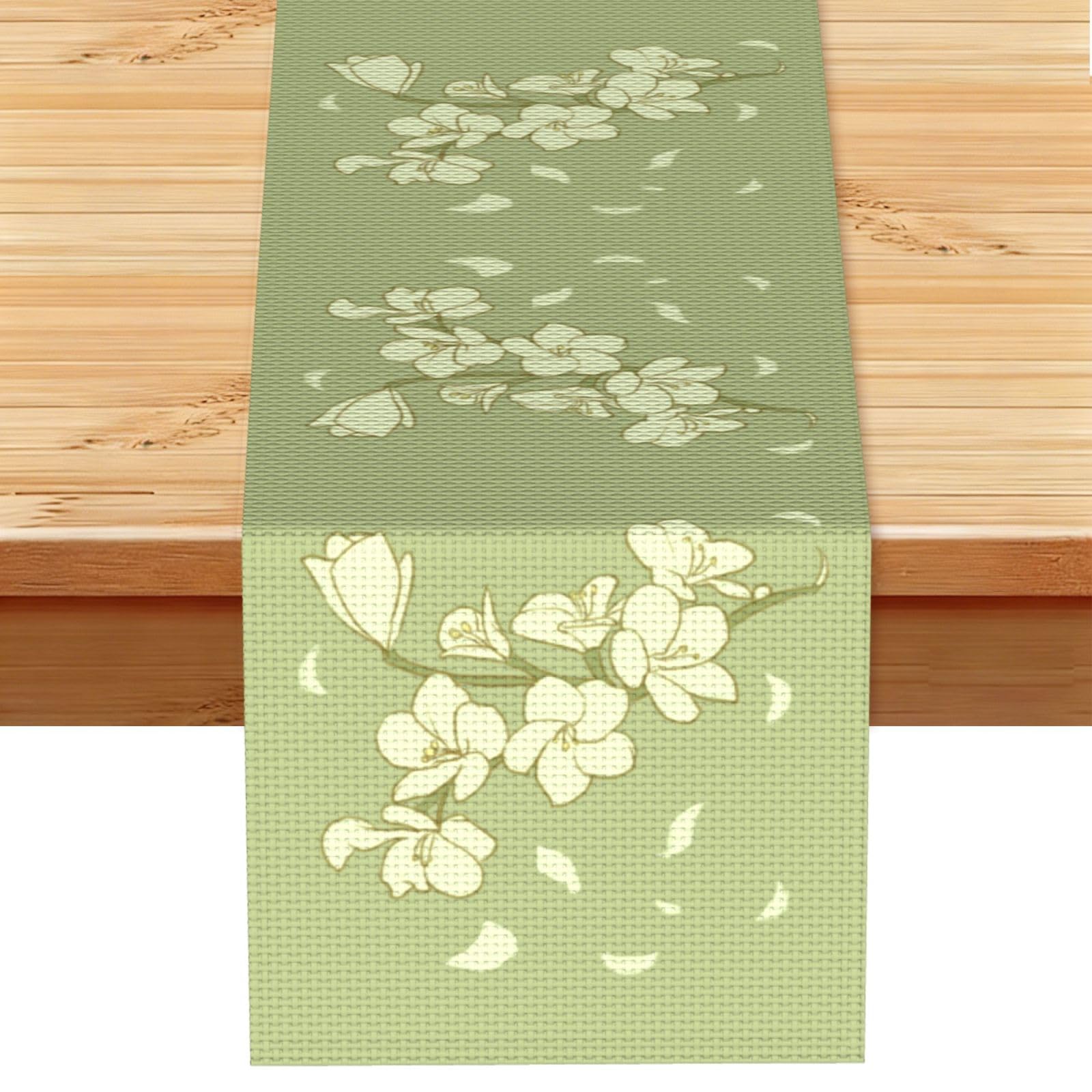 Cartoon Begonia Linen Feel Table Runner Wedding Party Home Decoration