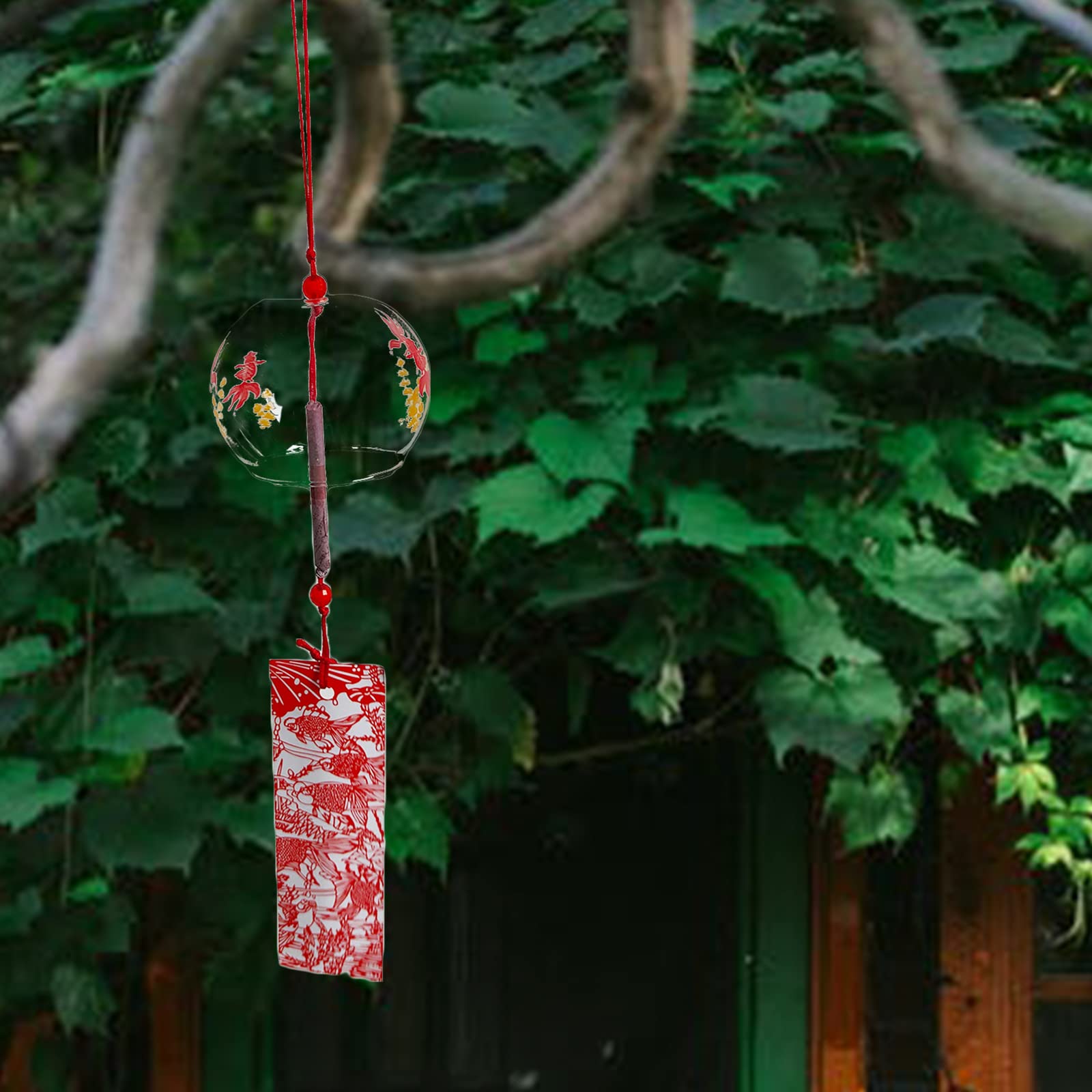 Campanelli eolico Giapponesi, Campanelli eolico in Vetro, Rosso per Decorazione Domestica e Auto