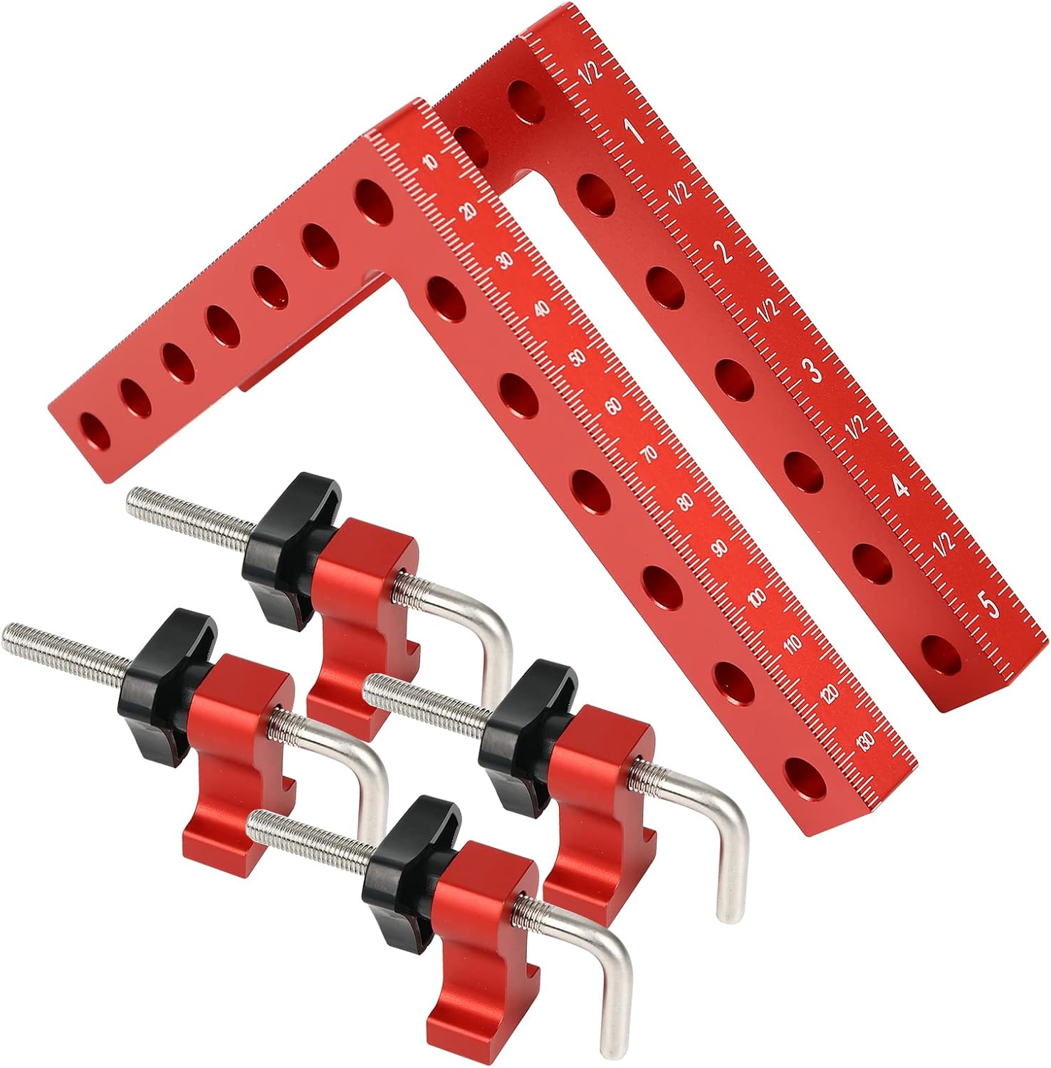 4 Stück 90° Winkelklemmen - 120mm Aluminium Positionierwinkel Für Holzverbindungen