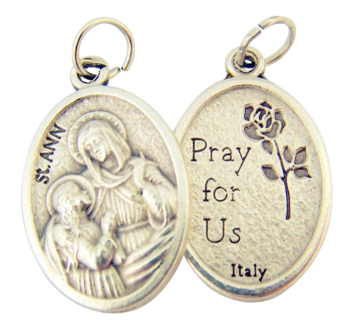 Catholic Patron Saint Medals Silver Toned Base, 1 Inch, Set of 2, Silver — view 25