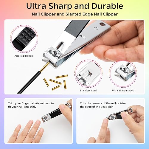 Miniatura 8 de BETE - Lámpara de uñas LED inalámbrica y kit de herramientas de manicura de 8 piezas, kit de uñas acrílicas de 72 W, luz de uñas recargable