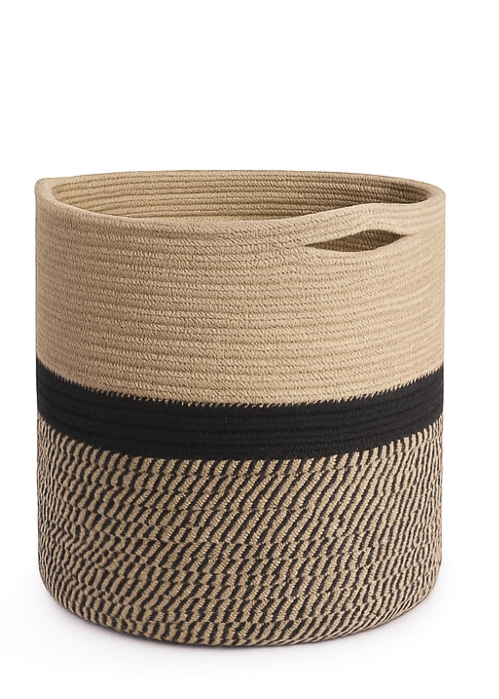 TRENDOZE Large Laundry Bag For Storage Handwoven Jute Basket Foldable For Baby Toys And clothes Storage Laundry Hmaper Clothes Bin (black-line, 12x12 inch small)-image-37