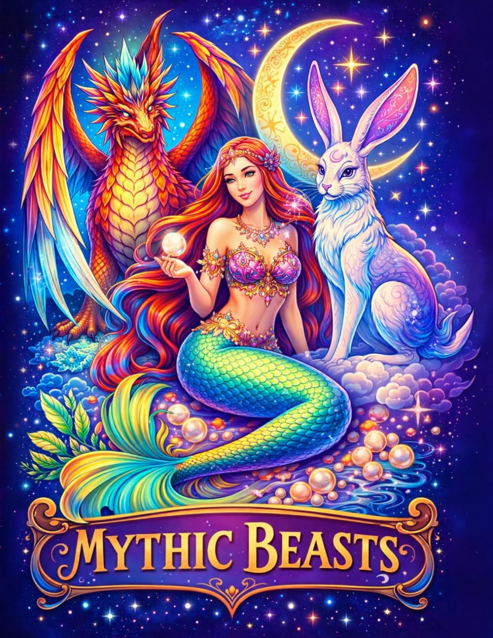 Mythic Beasts: A fantasy coloring book with legendary creatures, dragons and mythical beings for adults