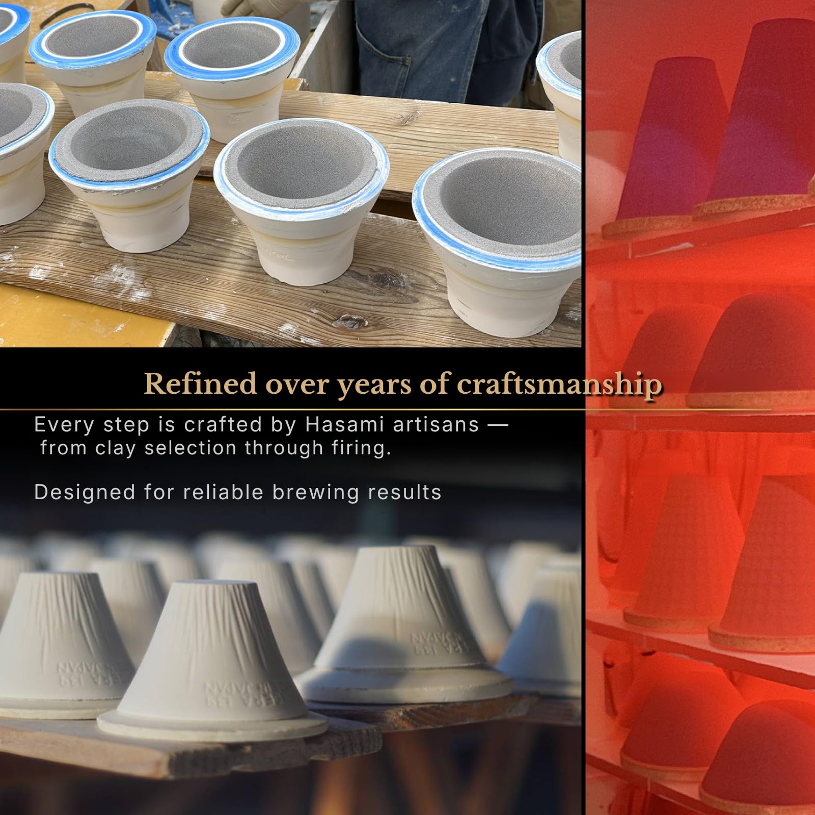 Wablade Filtro de café reutilizable de cerámica, 1-2 tazas, fabricado en Japón | Preparación sin papel, no necesita filtros de papel, incluye base dedicada y platillo para la preparación diaria del café