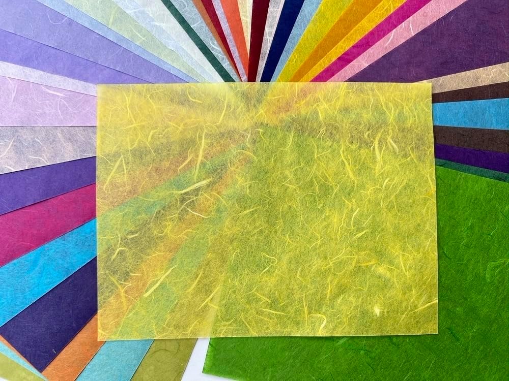 A5 50 Sheets Natural Fiber Mulberry Tree Mulberry Paper Sheets Art Tissue Washi Paper Design Craft Art Origami Suppliers Card Making 8.3" x 5.8". (Mixed 50 Color, A5)