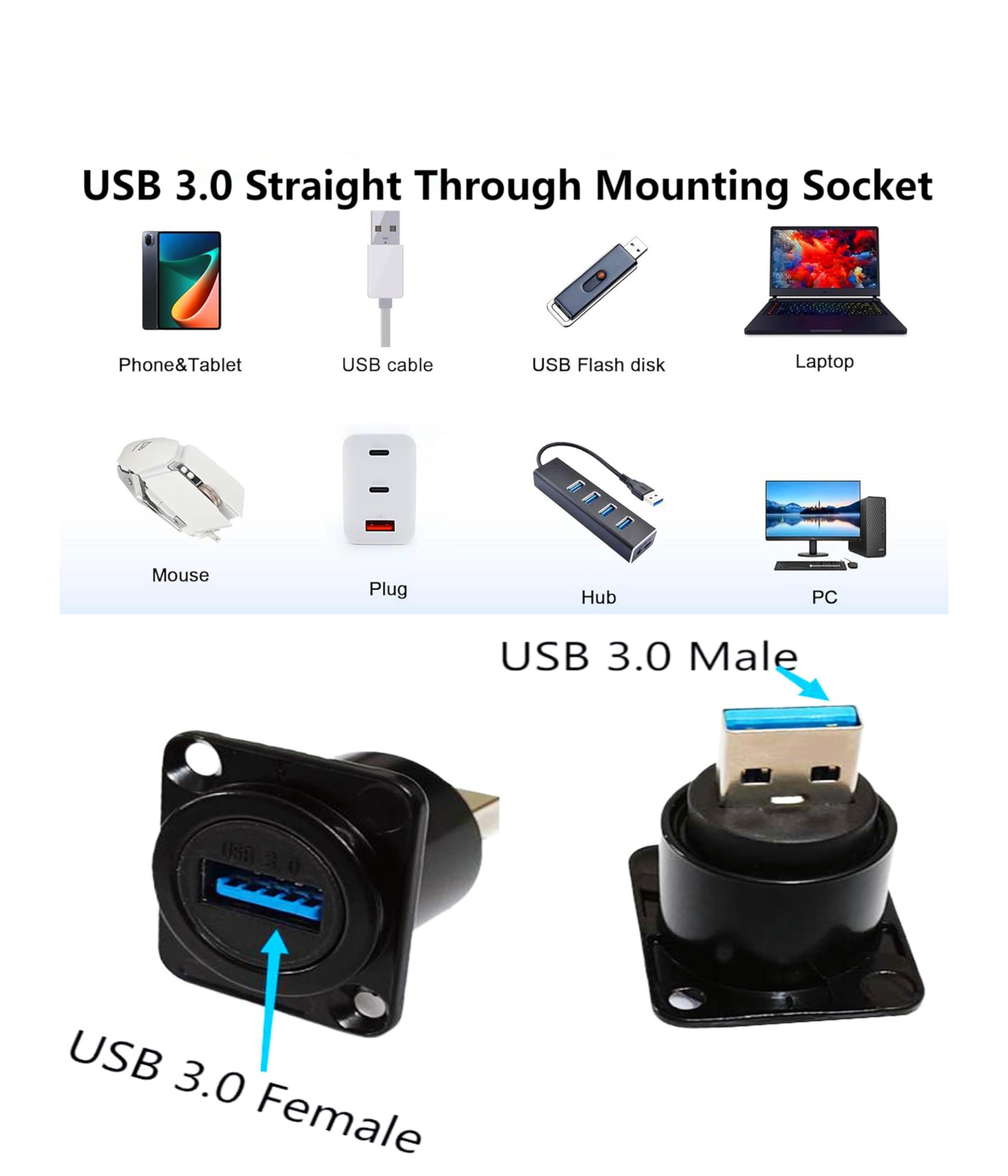 Cavi E Adattatori :: Cavi Per PC :: Cavi USB 2.0 :: Ricable Custom Cavo Usb 2.0 Da Pannello Tipo A Maschio Femmina 3 Metri - Foto 10