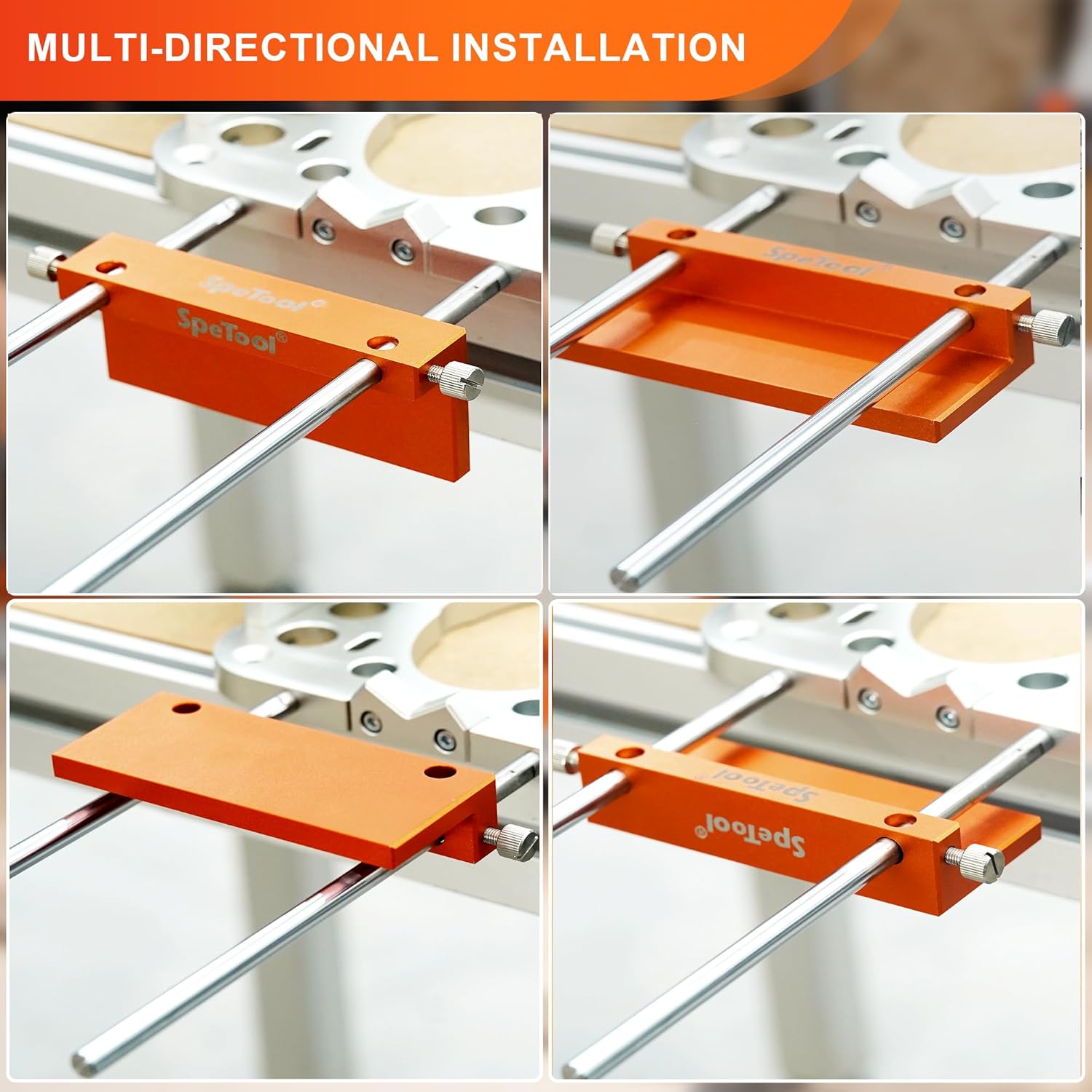 SpeTool Drill Fence for Portable Drill Guide, All-aluminum Made Edge Cutting Guide for Drilling Row Holes, 265MM from Edge Max